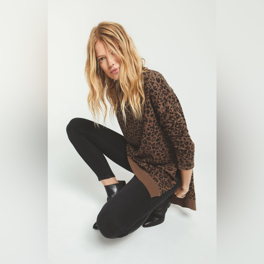 Z Supply Brown Leopard Print Sweatshirt